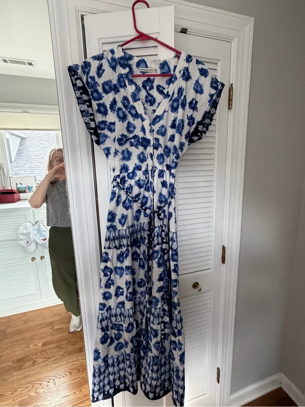 Abercrombie & Fitch Blue White Floral Tiered Maxi Dress XS